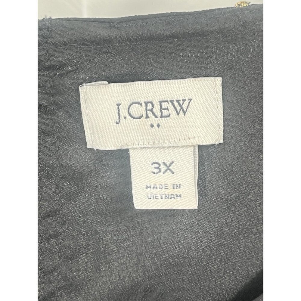 J Crew Swiss Dot Polka Metallic Black Gold Blouse Sz 3X - Picture 4 of 6